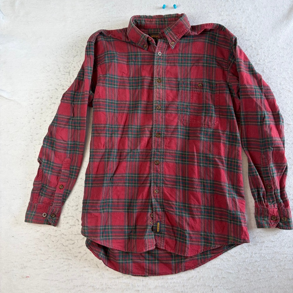 Woolrich‎ Flannel Shirt Mens M Red Plaid Long Sleeve Button Down
